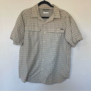 Columbia Cream Black & Orange Lightweight Fishing Outdoor Shirt Angler Top